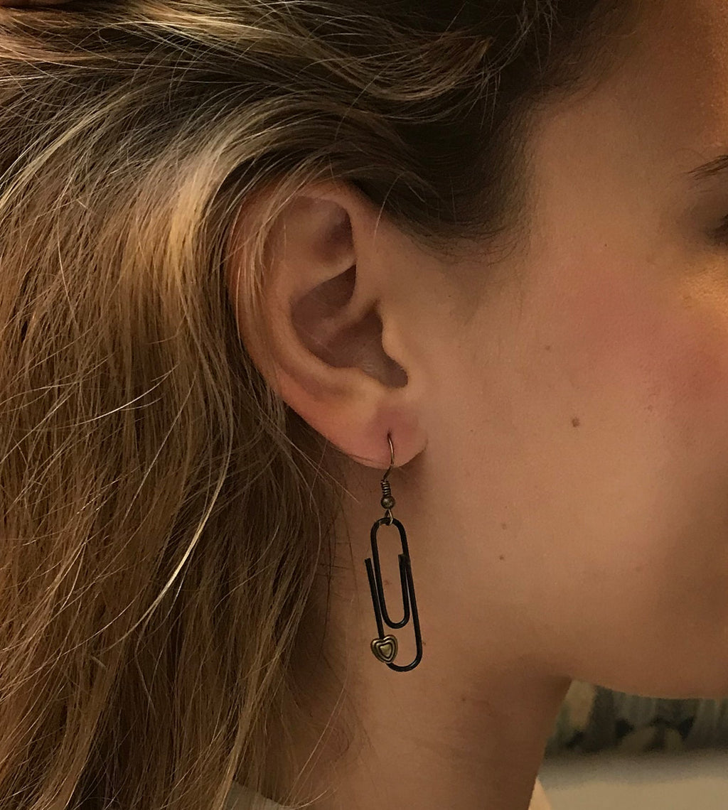 Black Personalised Paperclip Earrings | by lovedbynlanla