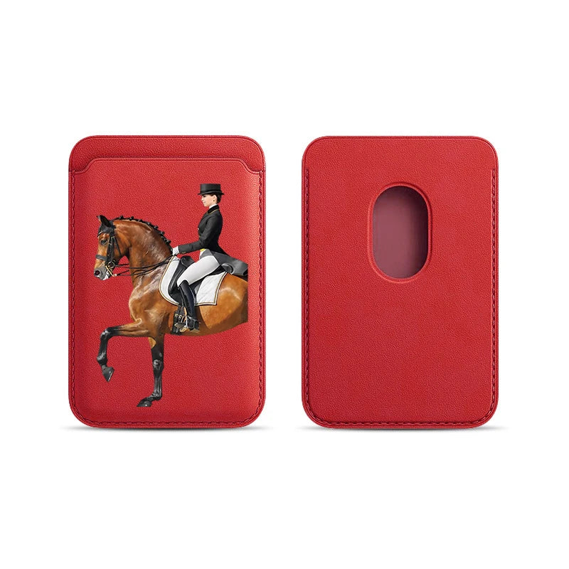 Luxury Upgrade Magnetic Racehorse PU Leather Wallet Case For MagSafe iPhone13 14 12 15 Animal Fine Horse Card Bag Holder Cover