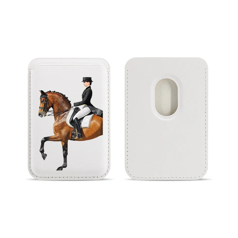 Luxury Upgrade Magnetic Racehorse PU Leather Wallet Case For MagSafe iPhone13 14 12 15 Animal Fine Horse Card Bag Holder Cover