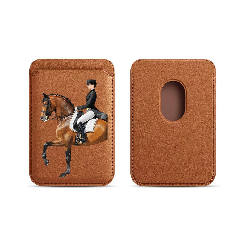 Luxury Upgrade Magnetic Racehorse PU Leather Wallet Case For MagSafe iPhone13 14 12 15 Animal Fine Horse Card Bag Holder Cover