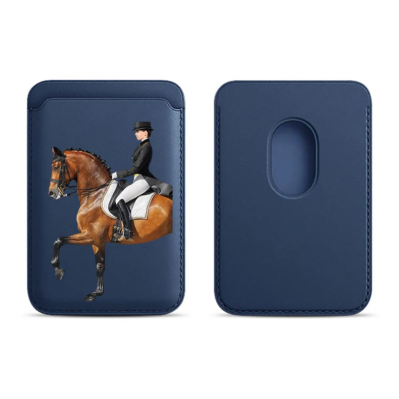 Luxury Upgrade Magnetic Racehorse PU Leather Wallet Case For MagSafe iPhone13 14 12 15 Animal Fine Horse Card Bag Holder Cover