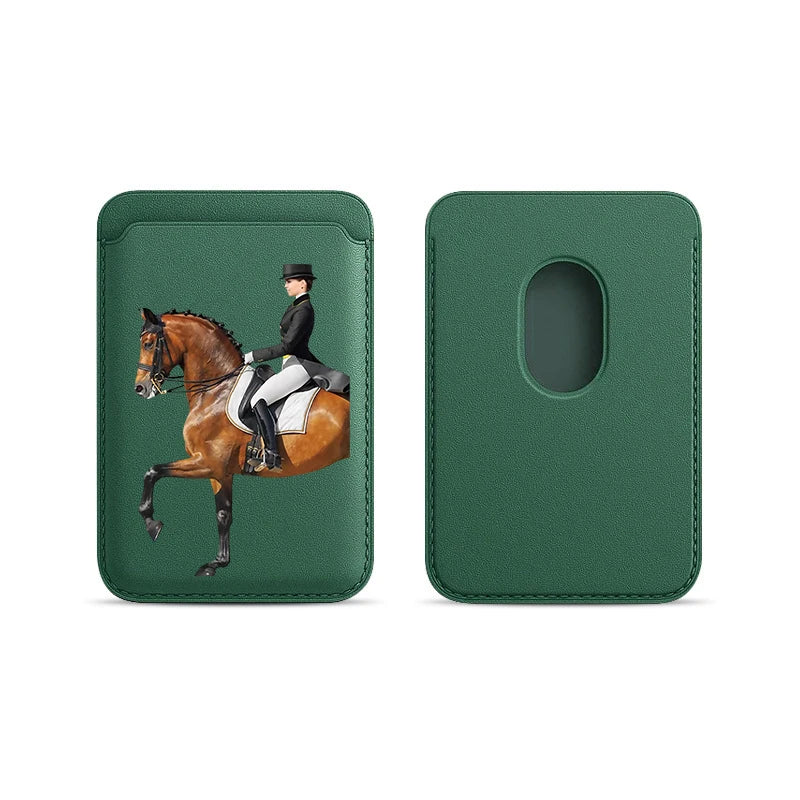 Luxury Upgrade Magnetic Racehorse PU Leather Wallet Case For MagSafe iPhone13 14 12 15 Animal Fine Horse Card Bag Holder Cover