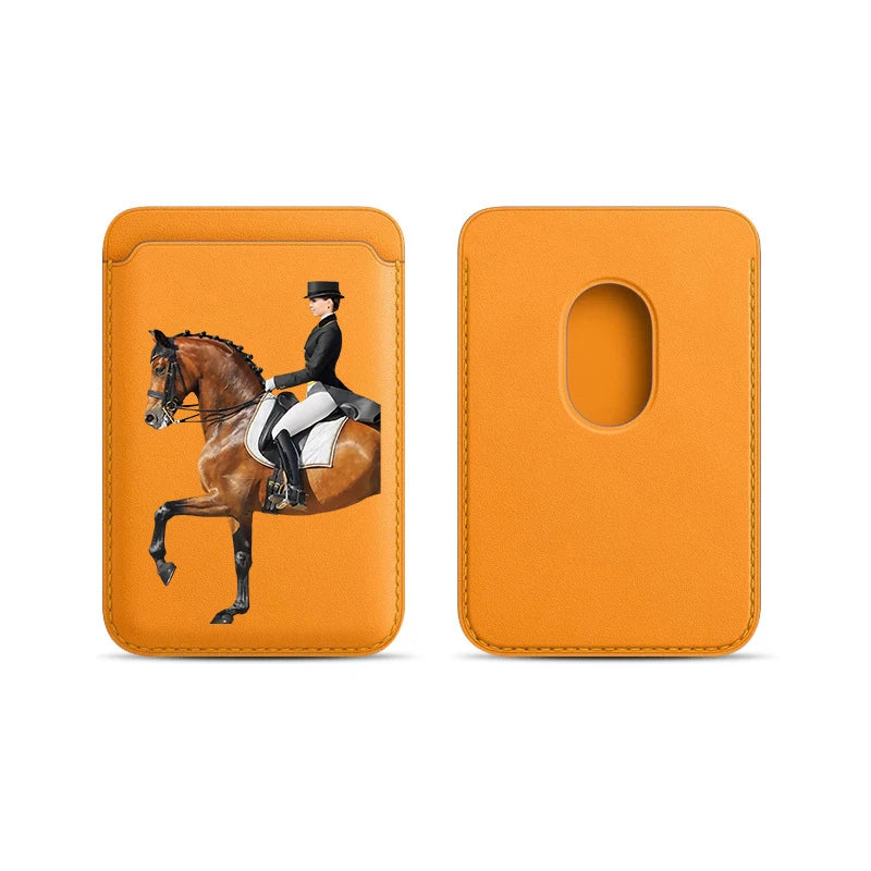 Luxury Upgrade Magnetic Racehorse PU Leather Wallet Case For MagSafe iPhone13 14 12 15 Animal Fine Horse Card Bag Holder Cover